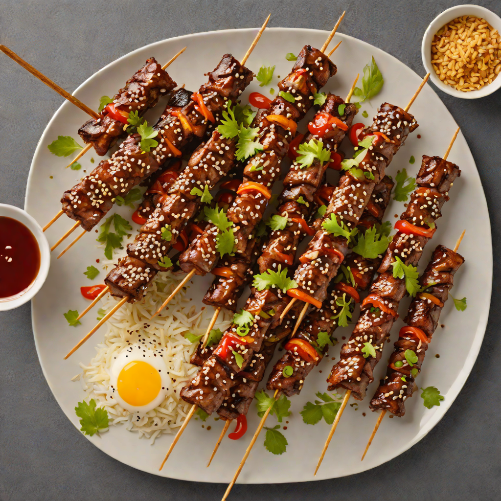 Grilled Korean-Inspired Spicy Beef Skewers with Sesame