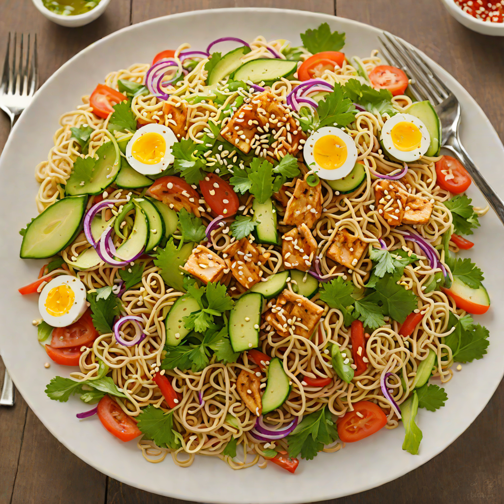 Grilled Ramen Noodle Salad with Sesame-Ginger Dressing