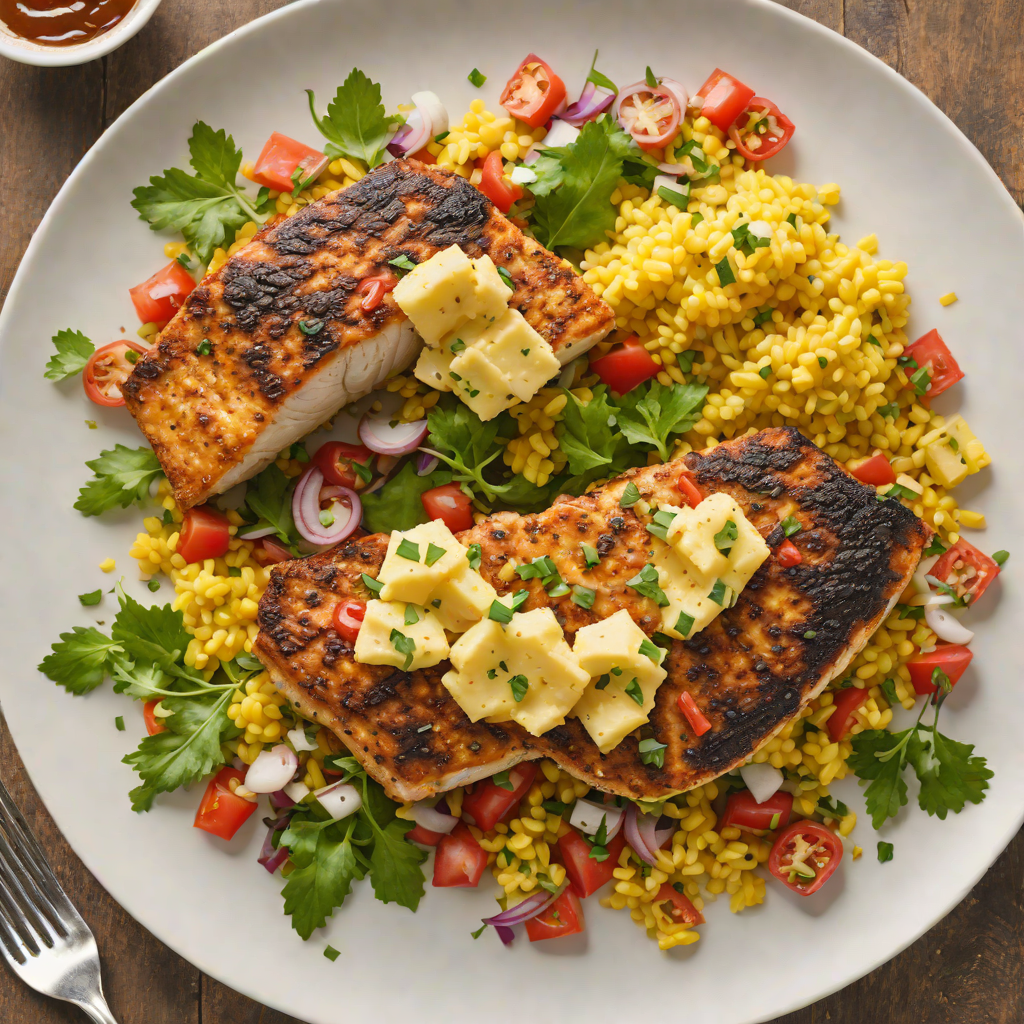 Grilled Cajun-Spiced Catfish with Cornbread Salad