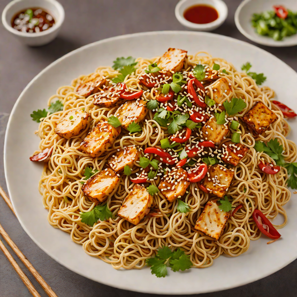 Grilled Ramen Noodles with Spicy Sesame-Ginger Sauce