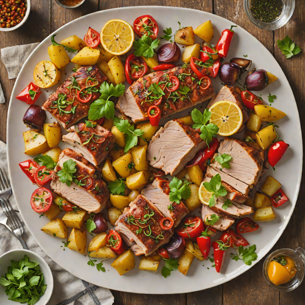 Sheet Pan Spanish-Style Roasted Pork with Potatoes and Peppers
