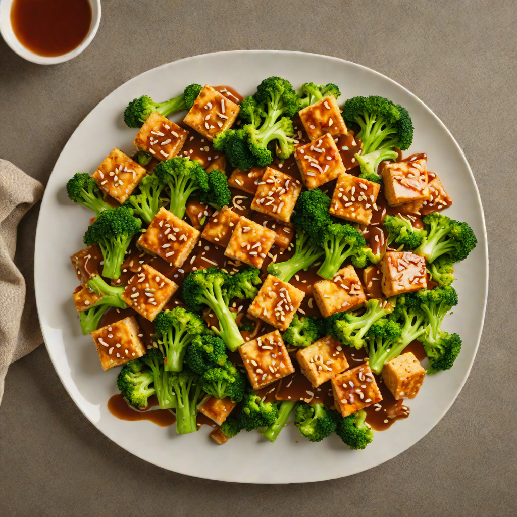 Stir-Fried Tofu with Spicy Garlic-Ginger Sauce and Broccoli