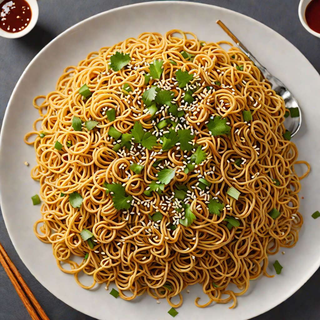 Stir-Fried Spicy Garlic Noodles with Sesame and Scallions