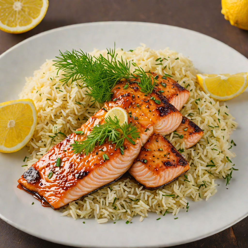 Honey-Garlic Glazed Salmon with Lemon Dill Rice