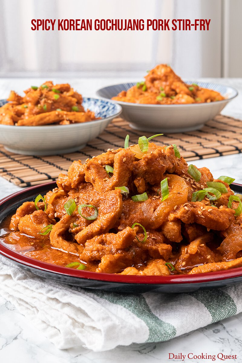 Spicy Korean-Style Stir Fried Pork with Gochujang Sauce