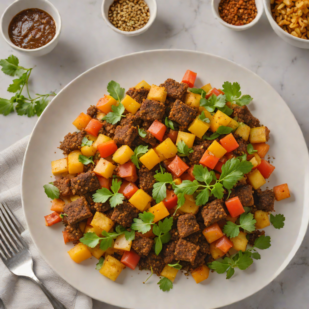 Ethiopian-Inspired Spiced Vegetable Sauté with Injera Croutons