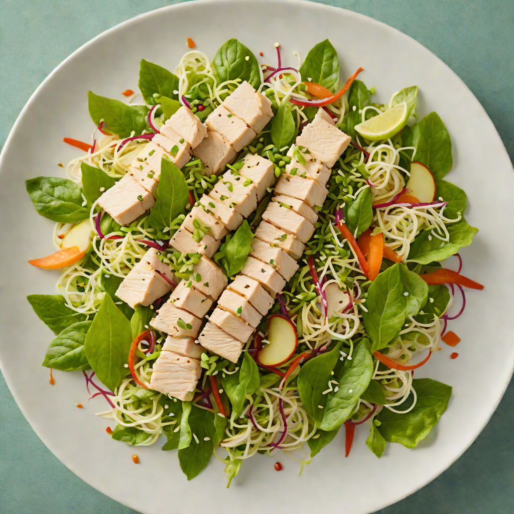 Green Tea and Ginger Poached Chicken Salad with Sesame Dressing