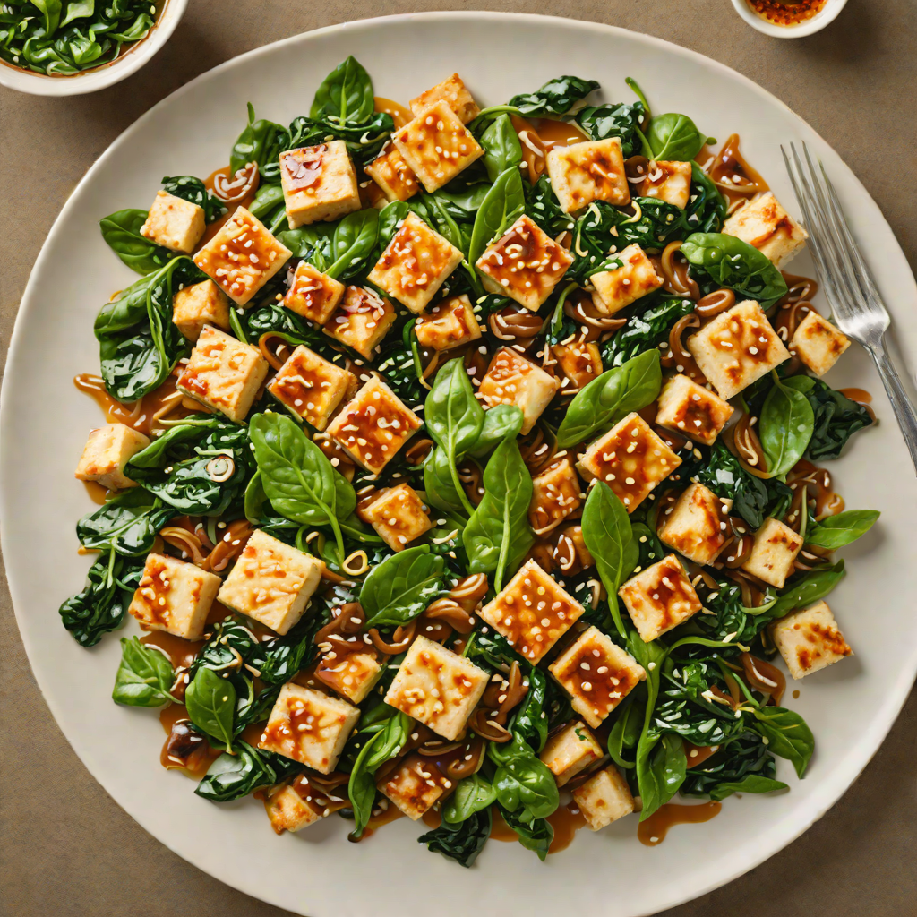Tofu and Spinach Stir Fry with Ginger-Soy Glaze