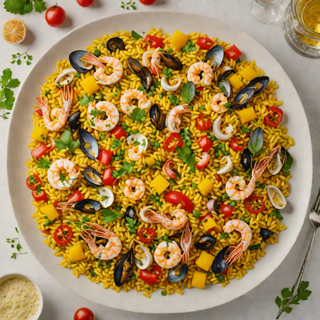 Saffron-Infused Seafood Paella with Vegetables