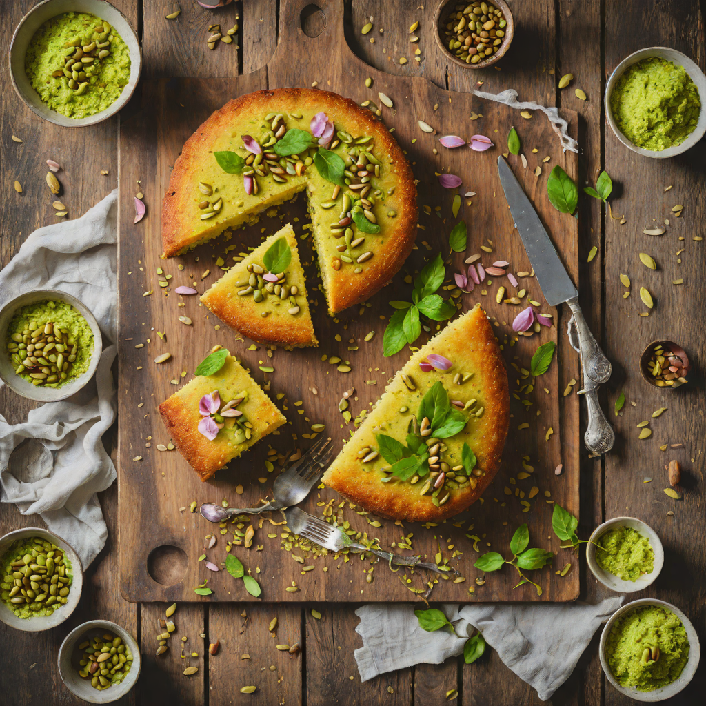 Pistachio and Rosewater Moroccan Semolina Cake