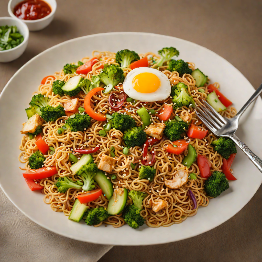 Quick Ramen Stir Fry with Spicy Garlic Sauce and Vegetables