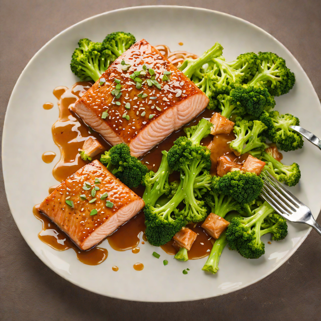 Honey-Ginger Glazed Salmon with Steamed Broccoli