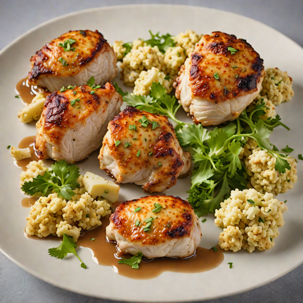 Pan-Seared Chicken Thighs with Roasted Garlic Cauliflower
