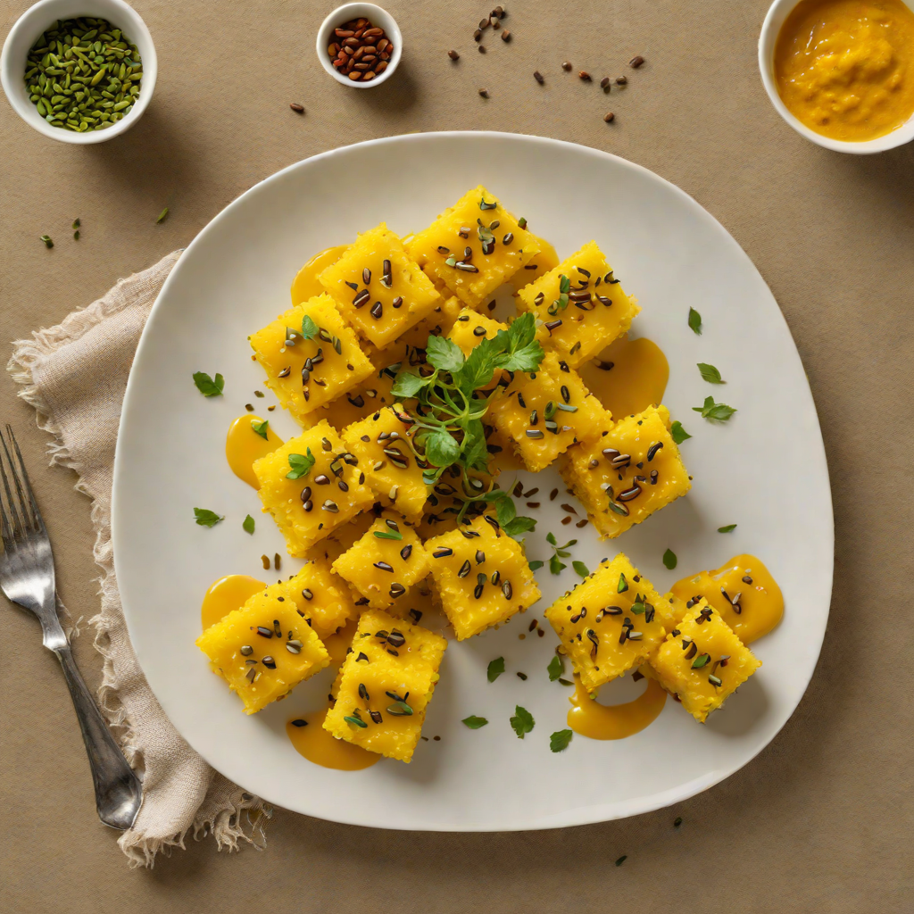 Sweet Gujarati Dal Dhokla with Turmeric and Mustard Seeds