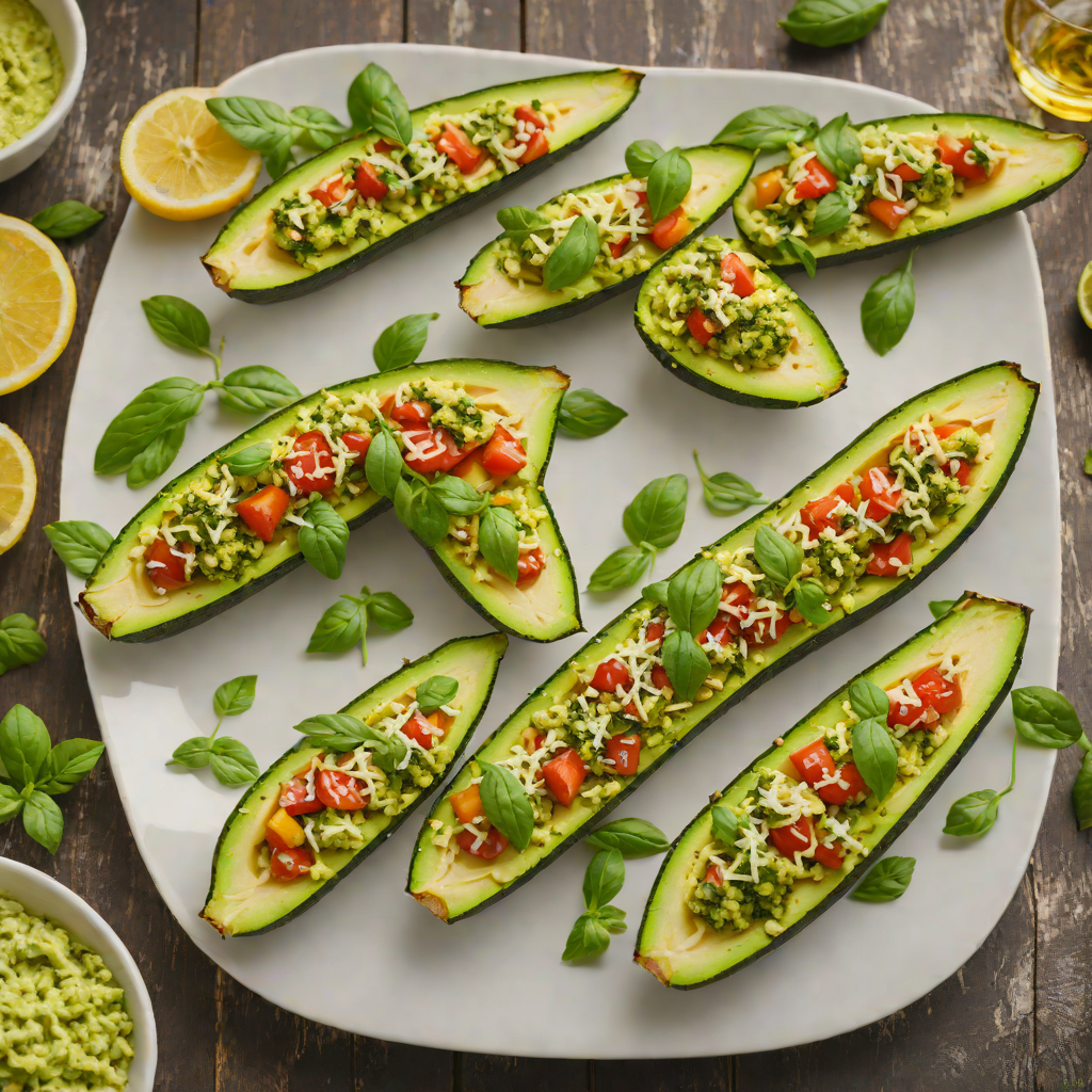 Cheese-Stuffed Zucchini Boats with Basil Pesto