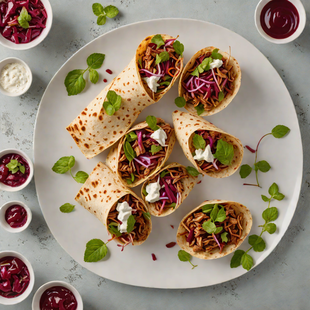 Pulled Lamb Wraps with Beetroot Relish and Mint Yoghurt
