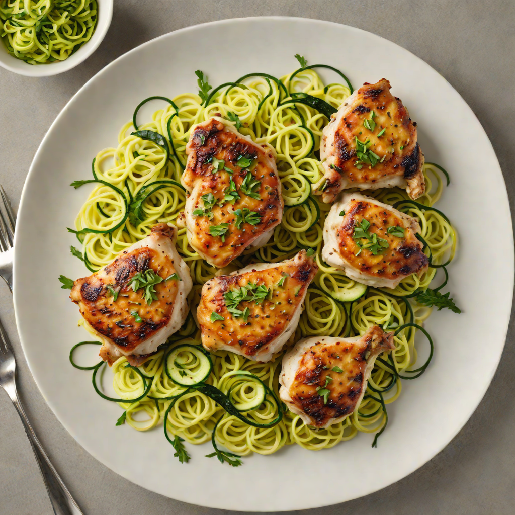 Oven-Roasted Herb Chicken Thighs with Zucchini Noodles