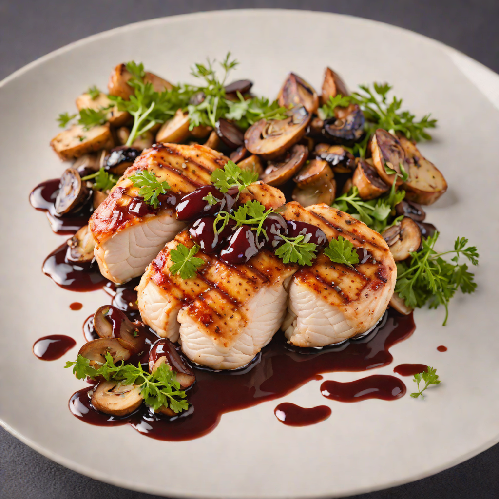 Pan-Seared Chicken with Red Wine Reduction and Mushroom Medley