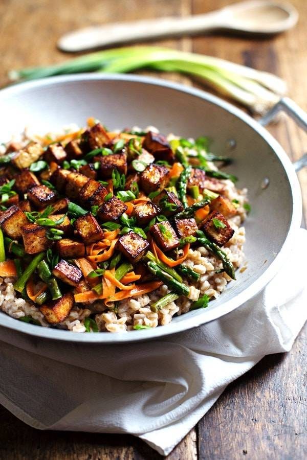 Honey-Ginger Stir-Fried Tofu with Rice Noodles