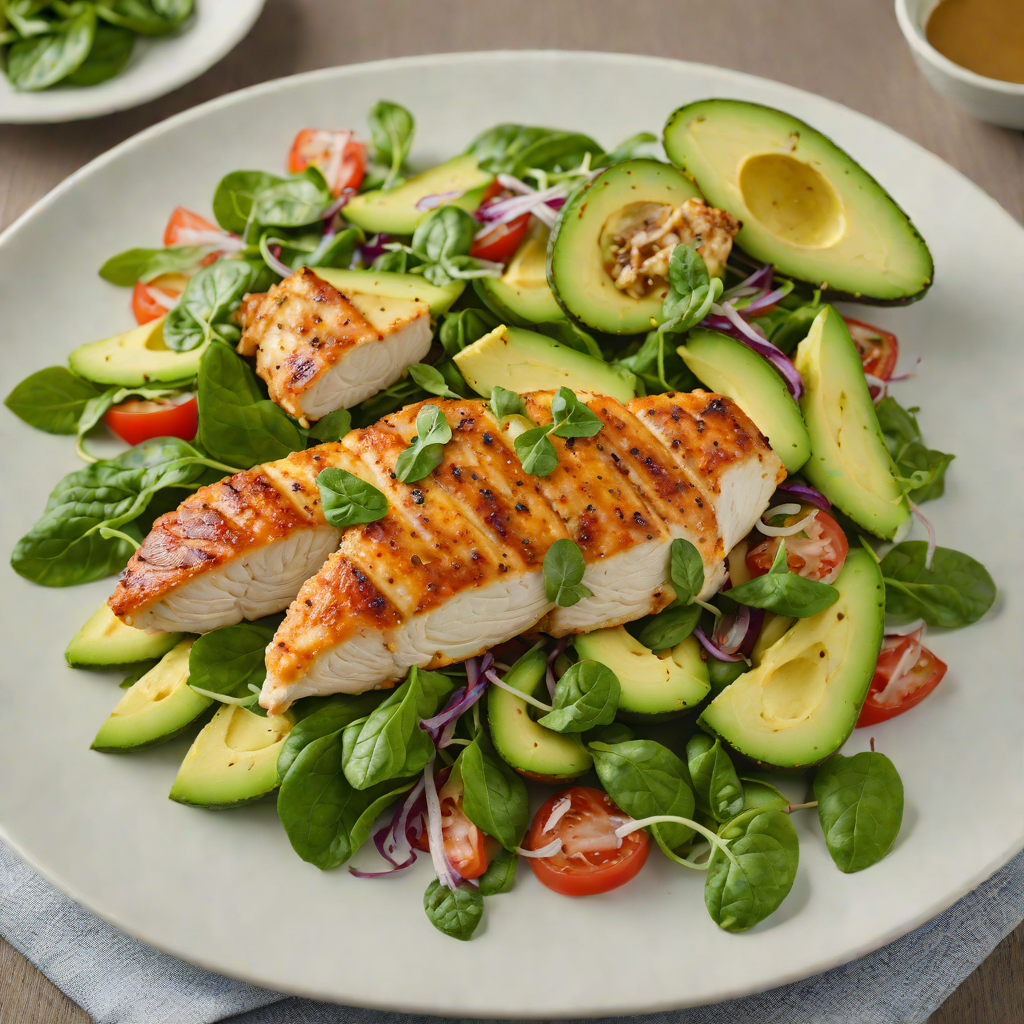 Pan-Seared Chicken with Avocado and Spinach Salad