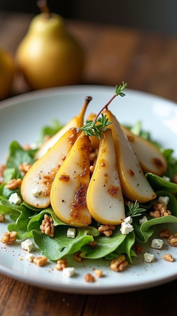 Caramelized Pear and Goat Cheese Salad with Candied Walnuts