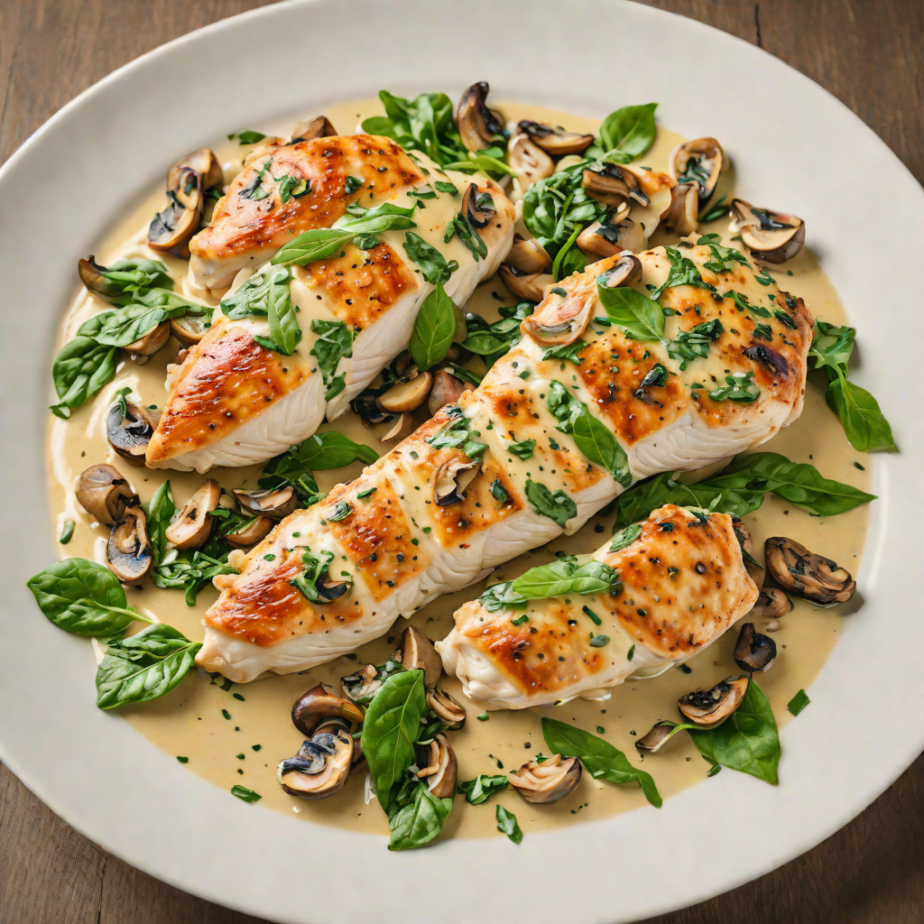 Pan-Seared Chicken with Creamy Spinach and Mushroom Sauce