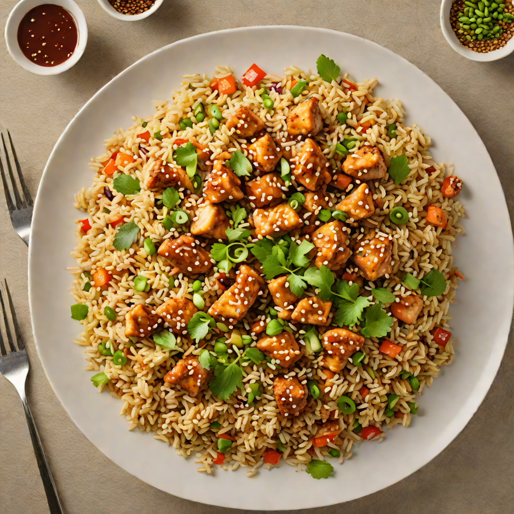 Stir-Fried Cauliflower Rice with Ginger-Sesame Chicken