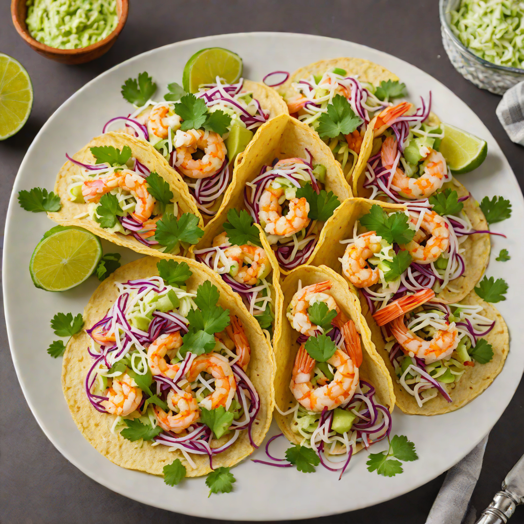 Sautéed Shrimp Tacos with Cabbage Slaw and Cilantro Lime Dressing