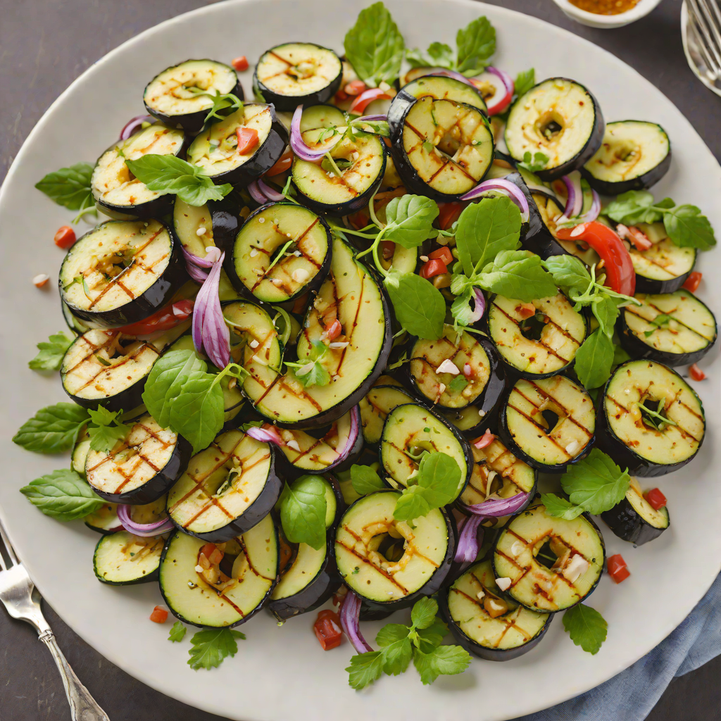 Grilled Low-Carb Eggplant and Zucchini Ribbon Salad
