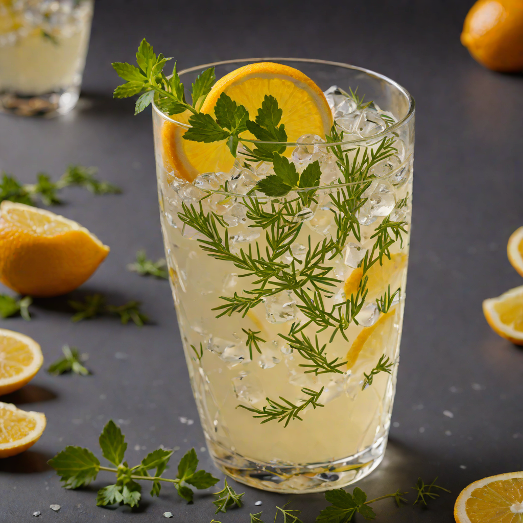 Citrus-Scented Gin Fizz with Fresh Herb Sprig