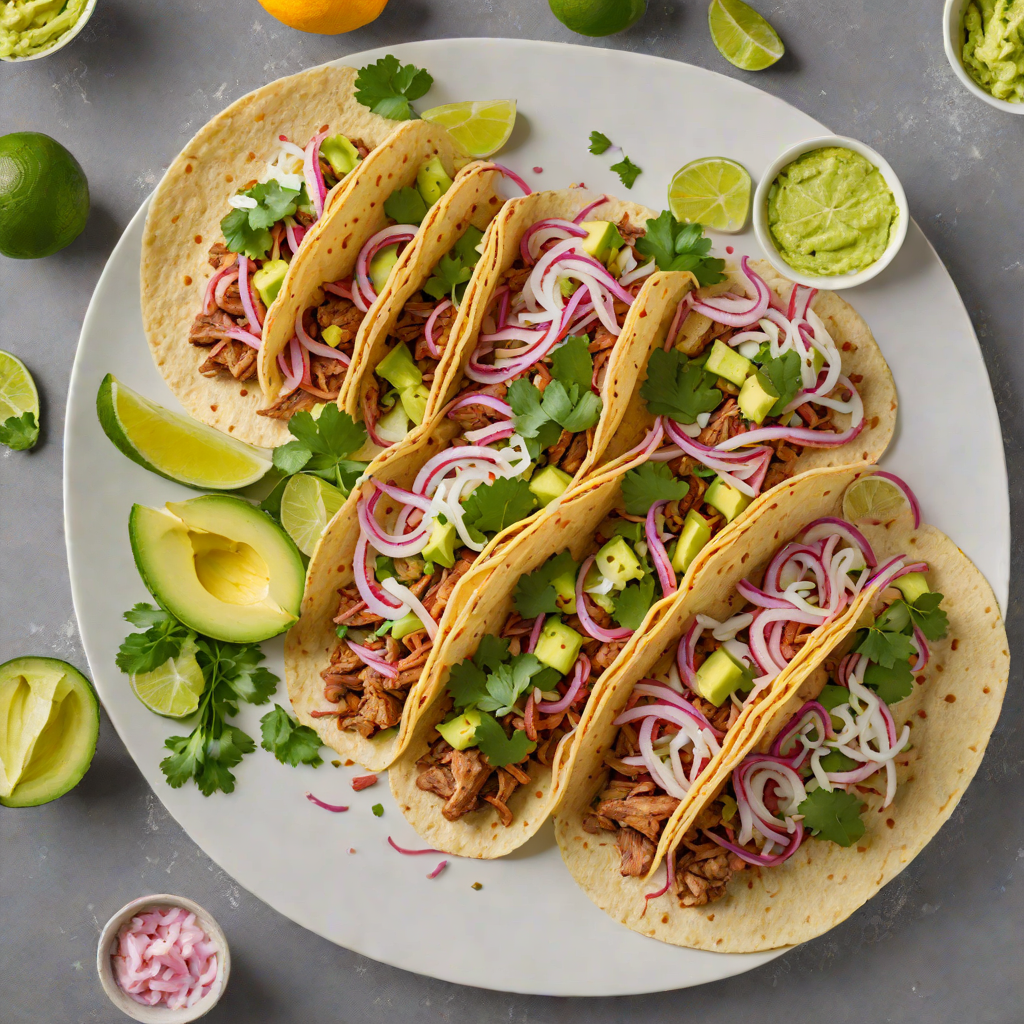 Citrus-Spiced Pork Tacos with Pickled Red Onion and Avocado Crema