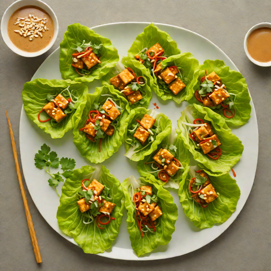 Crispy Tofu Lettuce Wraps with Peanut Ginger Sauce