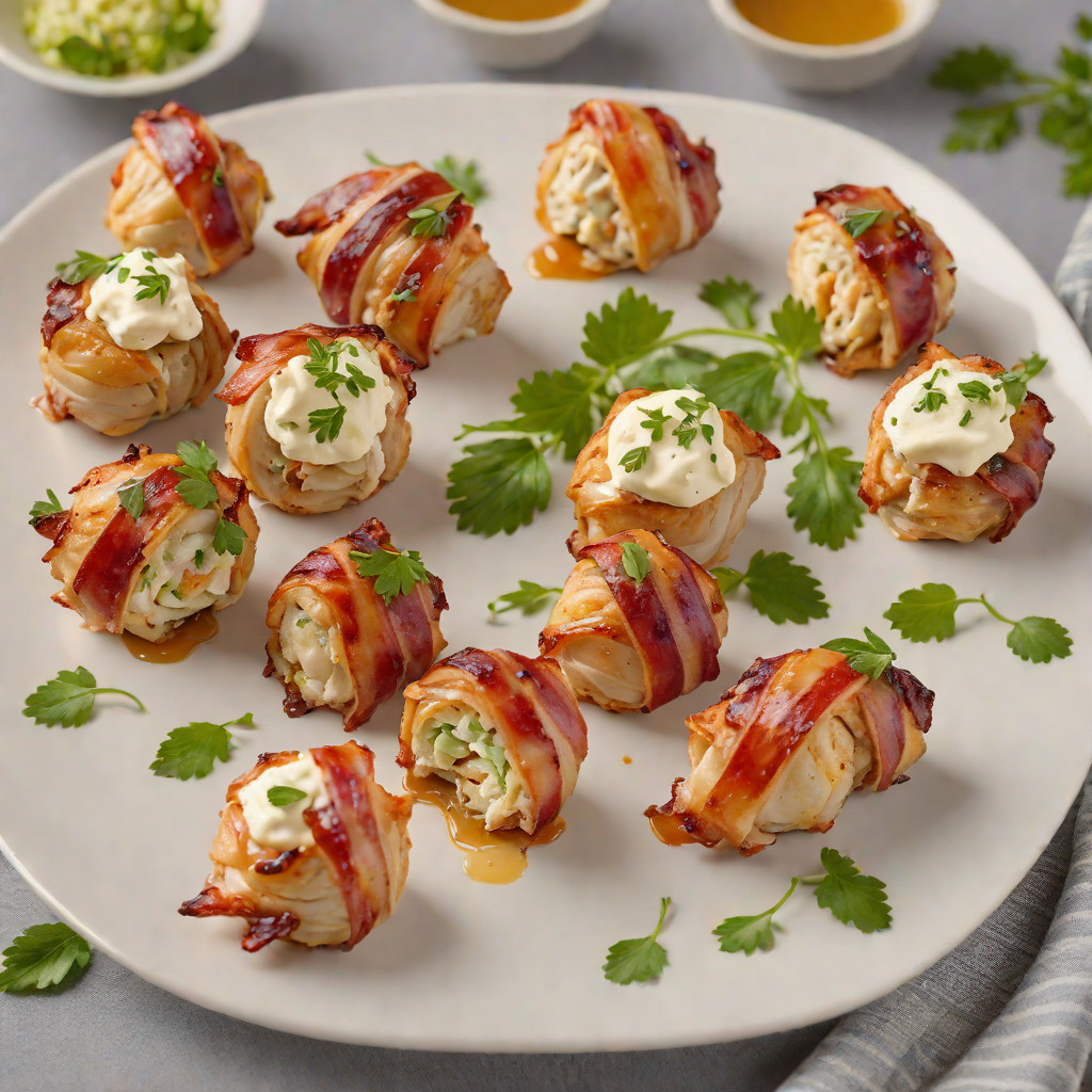 Bacon-Wrapped Keto Chicken Bites with Cream Cheese Herb Filling