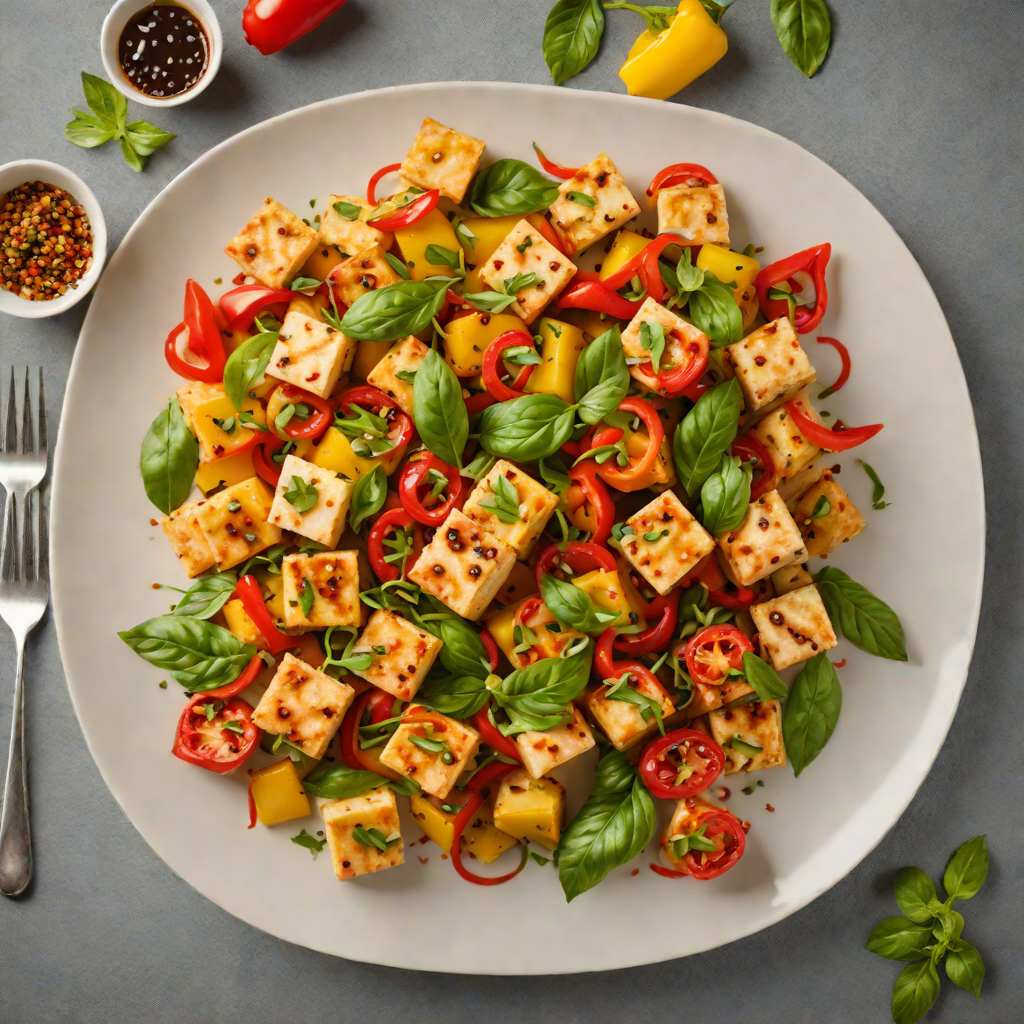 Stir-Fried Lemongrass Tofu with Bell Peppers and Basil