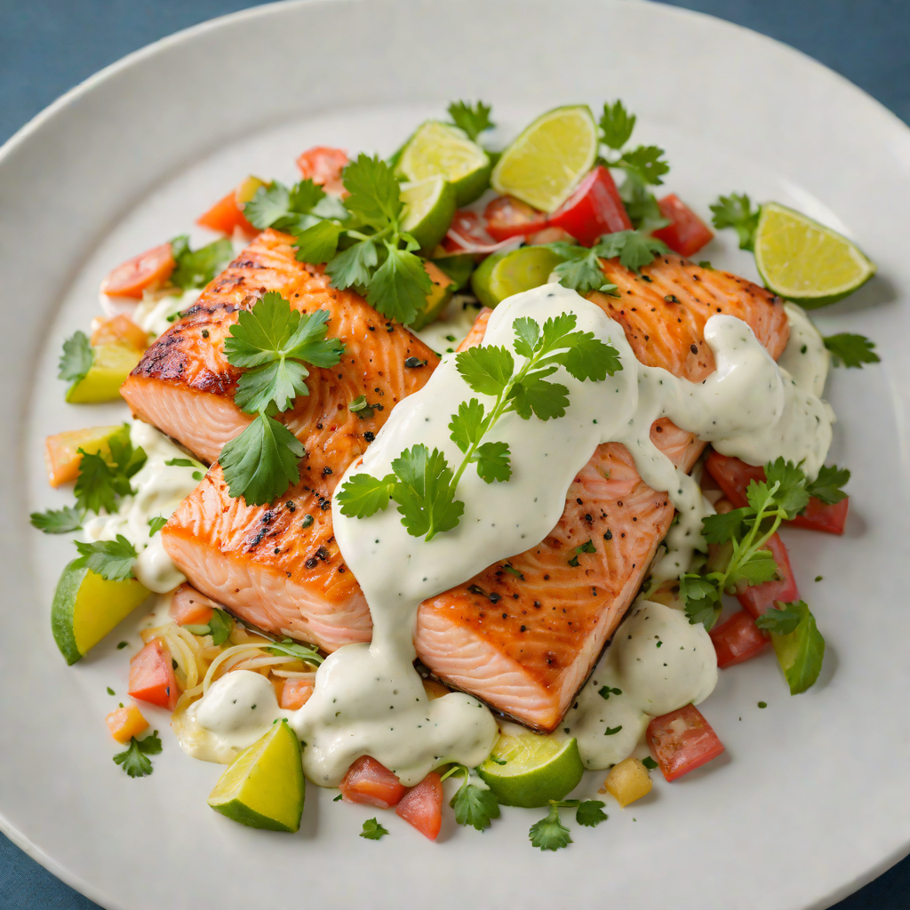 Pan-Seared Salmon with Cilantro-Lime Yogurt Sauce