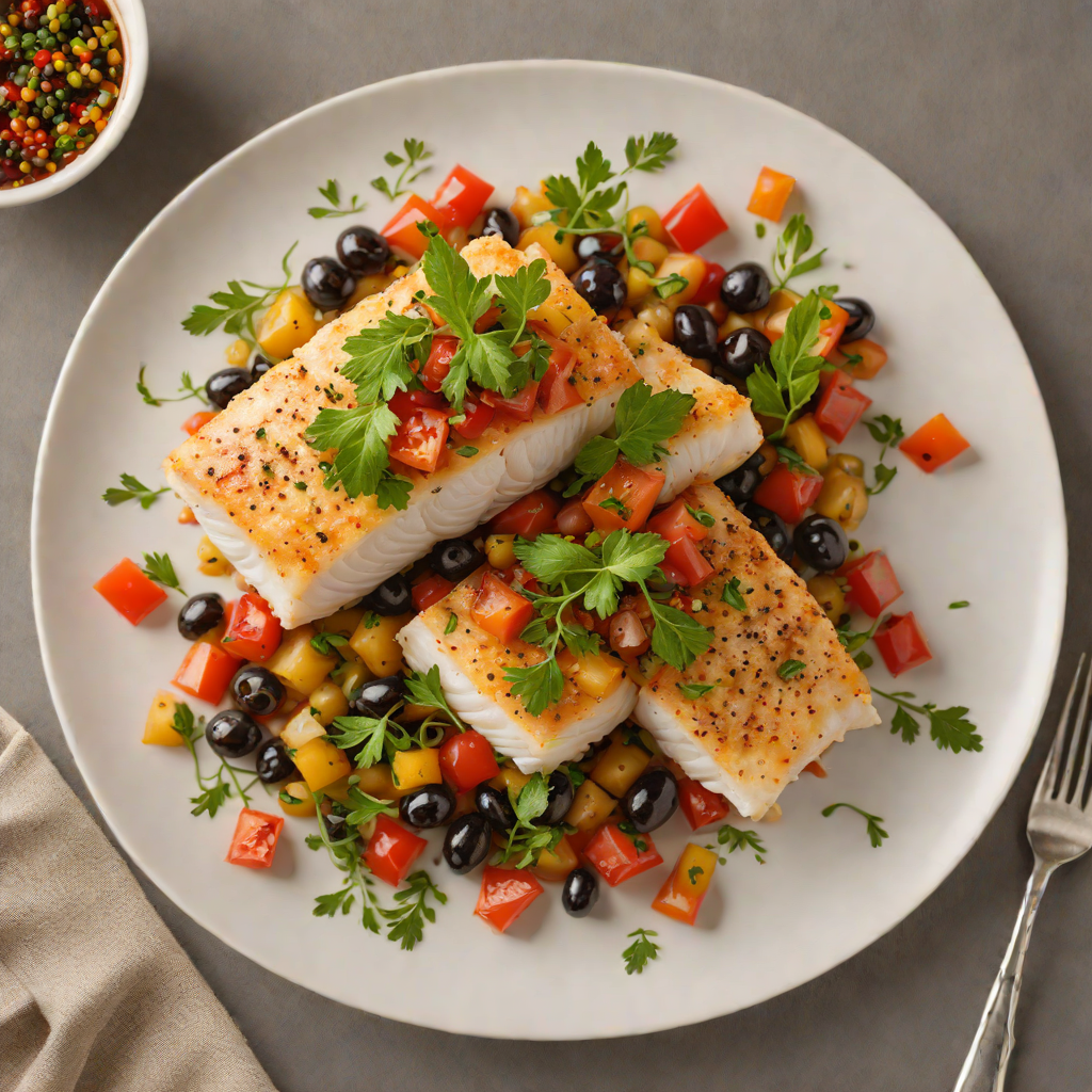 Baked Cod with Tomato-Olive Relish and Herbs