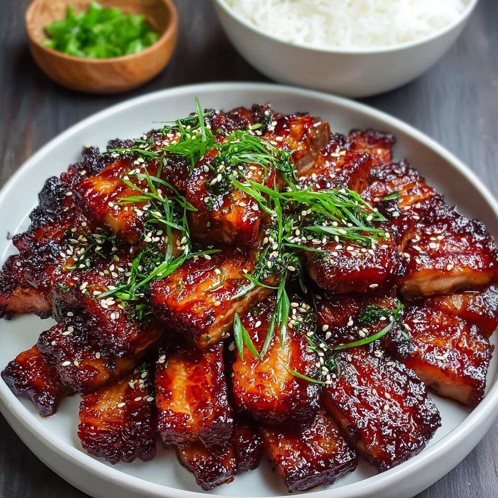 Pan-Fried Korean-Style Pork Belly with Gochujang Glaze