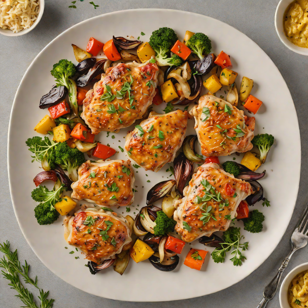 Sautéed Garlic Butter Chicken Thighs with Roasted Vegetables