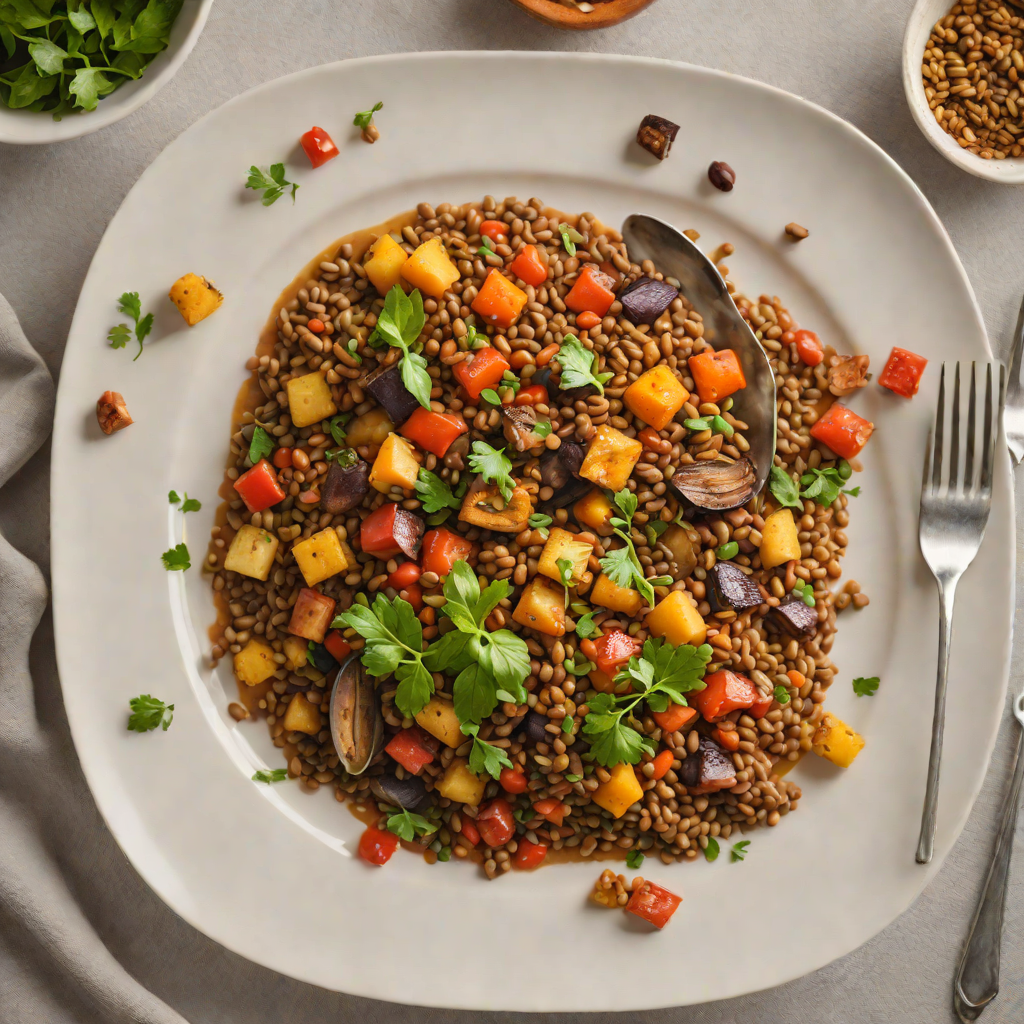 Spiced Lentil Stew with Roasted Vegetables