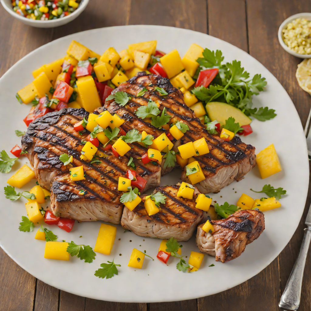 Caribbean-Inspired Jerk-Spiced Grilled Pork Chops with Mango Salsa