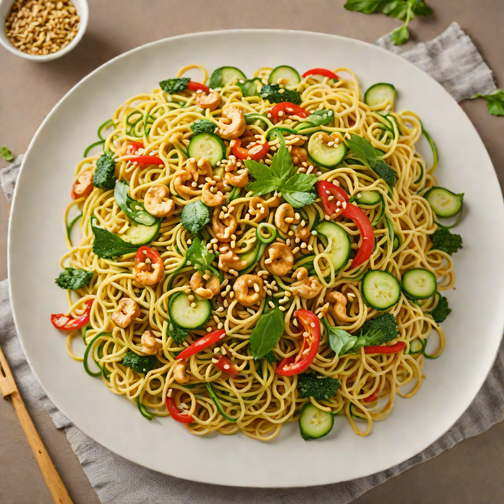 Zucchini Noodle Stir-Fry with Spicy Cashew Sauce