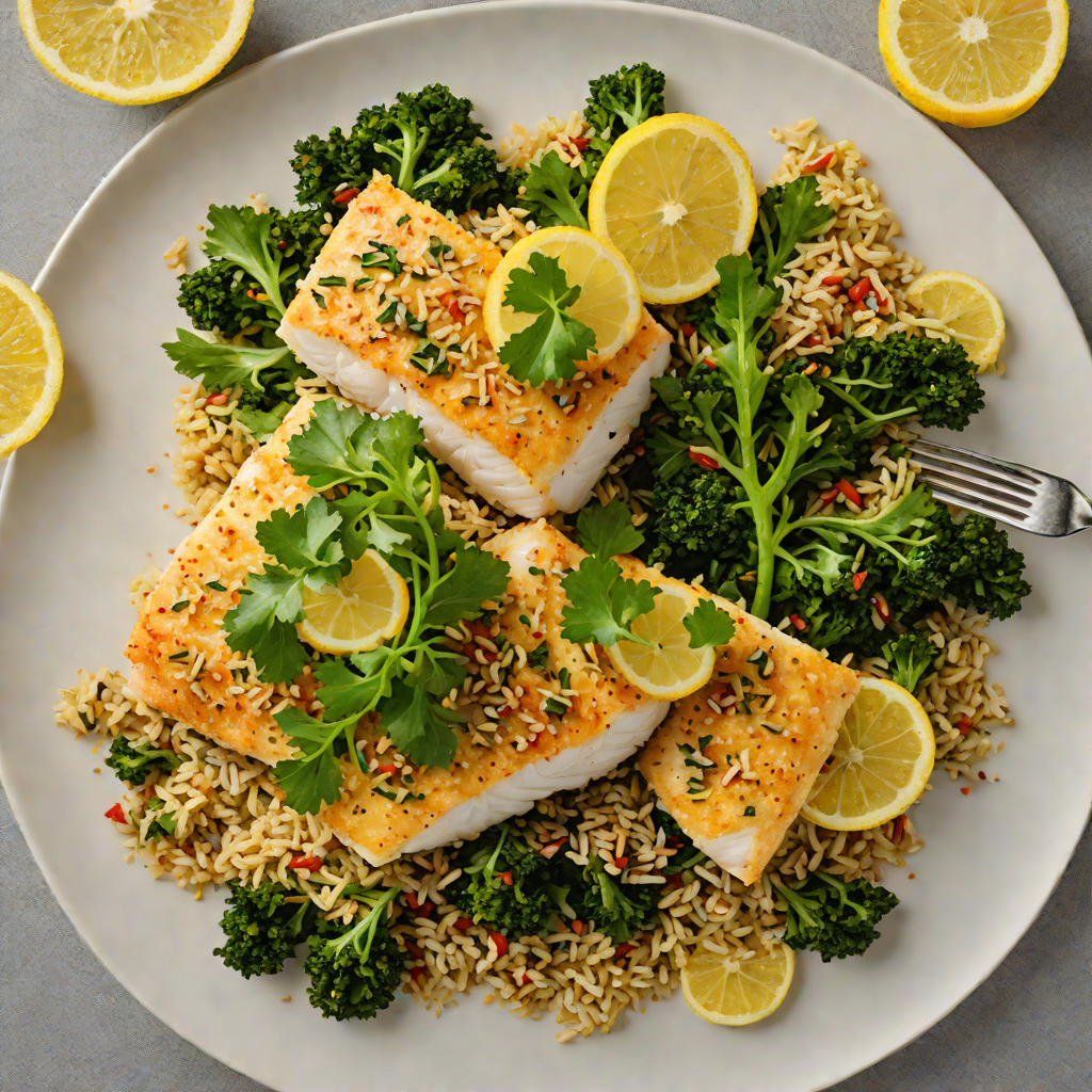 Baked Lemon-Garlic Cod with Wilted Kale and Quinoa