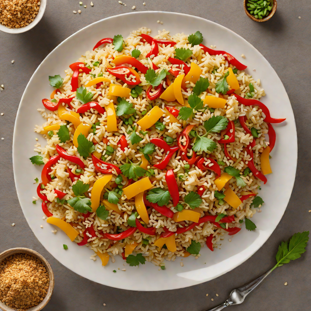 Cauliflower Rice Stir-Fry with Bell Peppers and Sesame