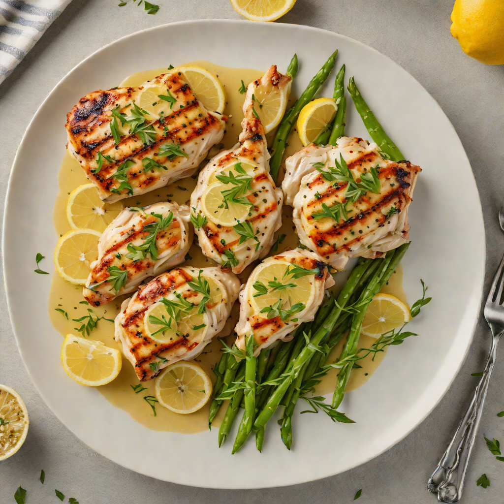 Grilled Lemon-Tarragon Chicken with Garlic Butter Sauce