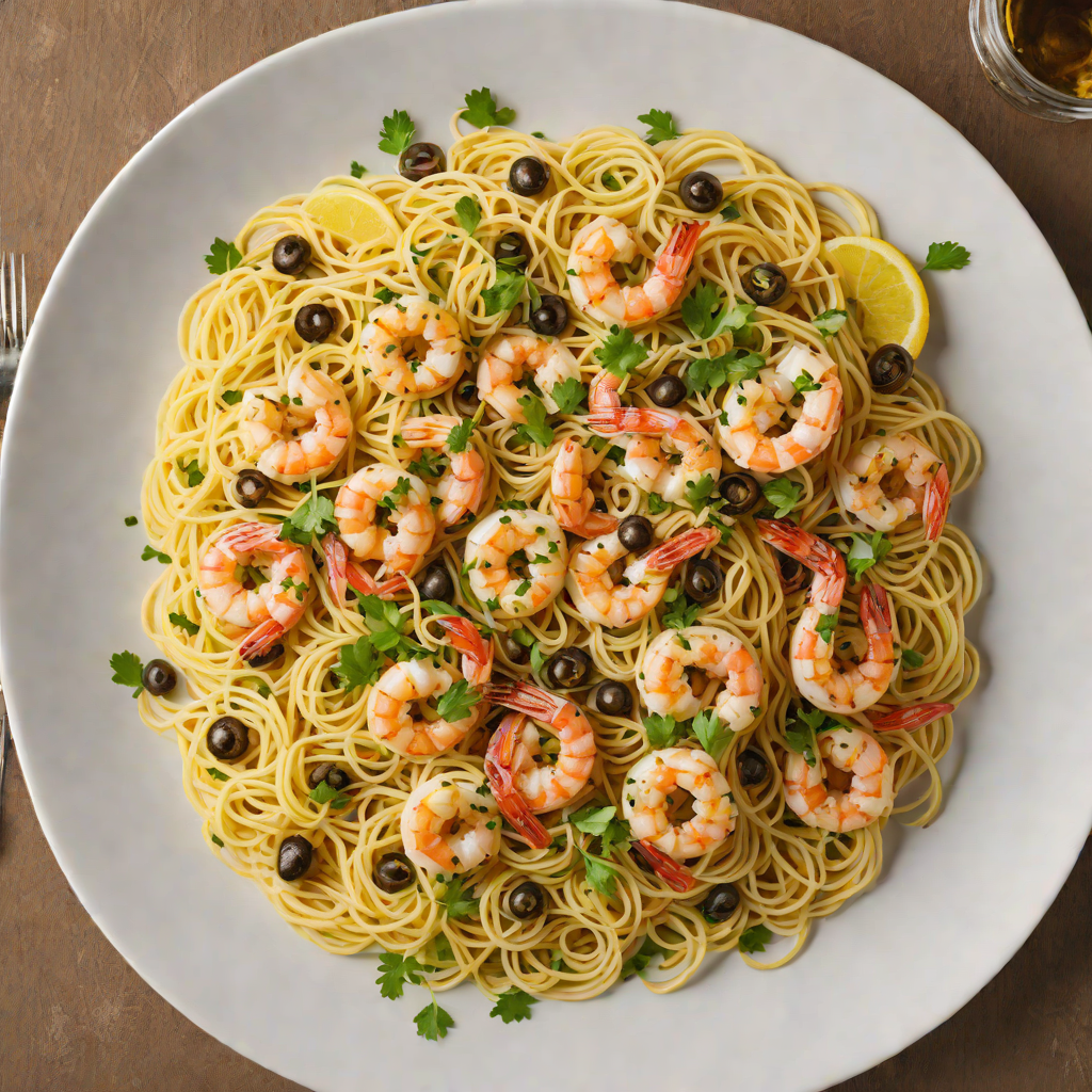 Sautéed Shrimp with Lemon and Capers over Angel Hair Pasta