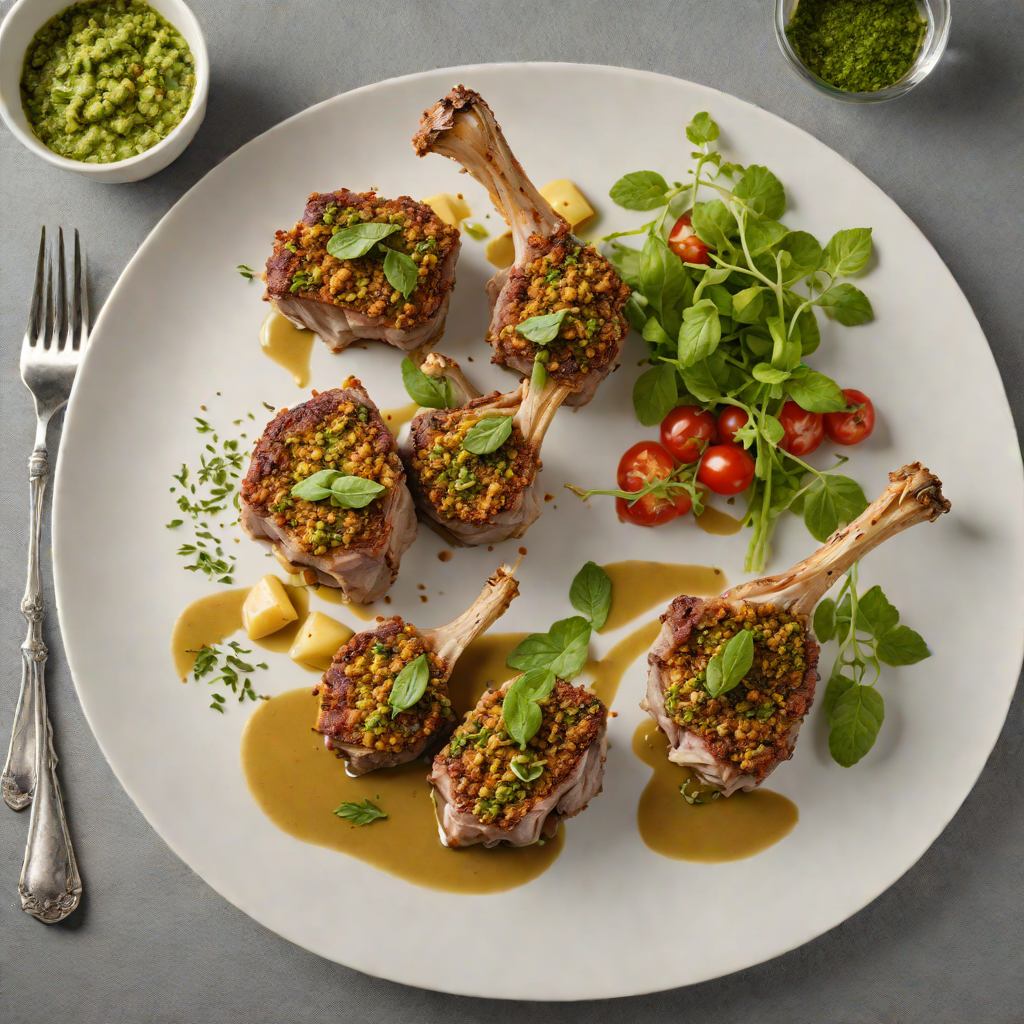 Macadamia-Crusted Lamb Chops with Mint and Wattleseed Pesto