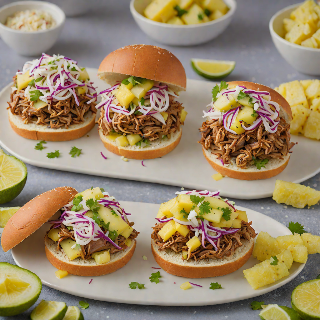 Jerk-Spiced Pulled Pork Sandwiches with Pineapple Slaw