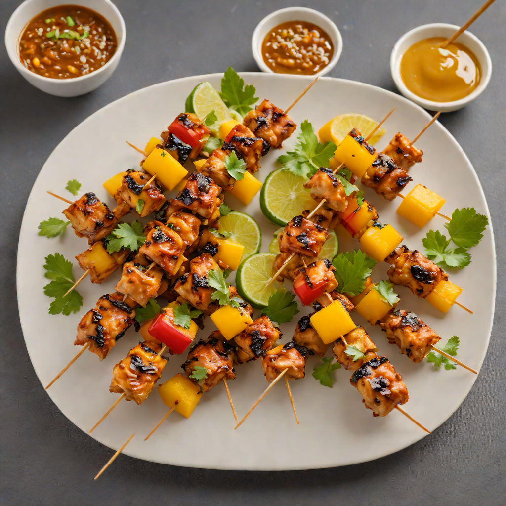Tiki-Inspired Spiced Rum-Glazed Chicken Skewers with Mango Chutney