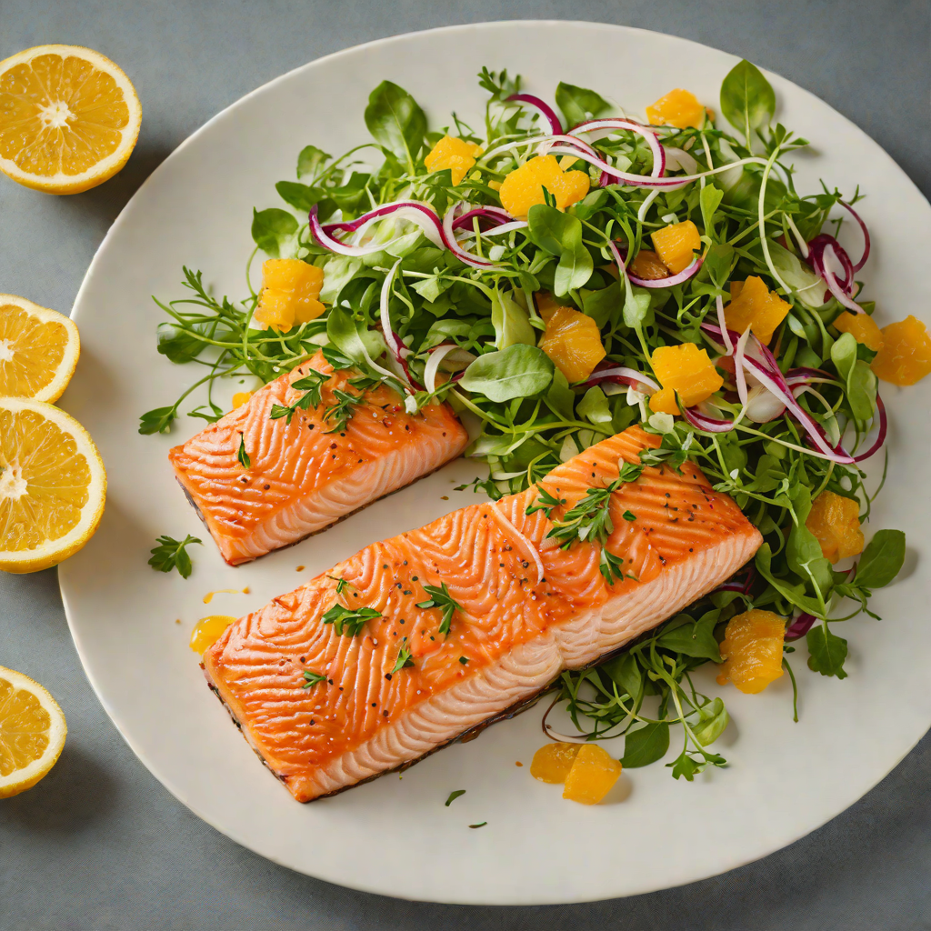 Pan-Seared Salmon with Citrus-Glazed Fennel and Arugula Salad