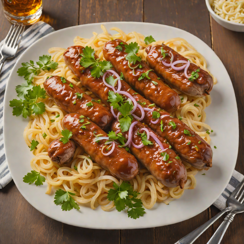 Spiced Beer-Braised Bratwurst with Onions